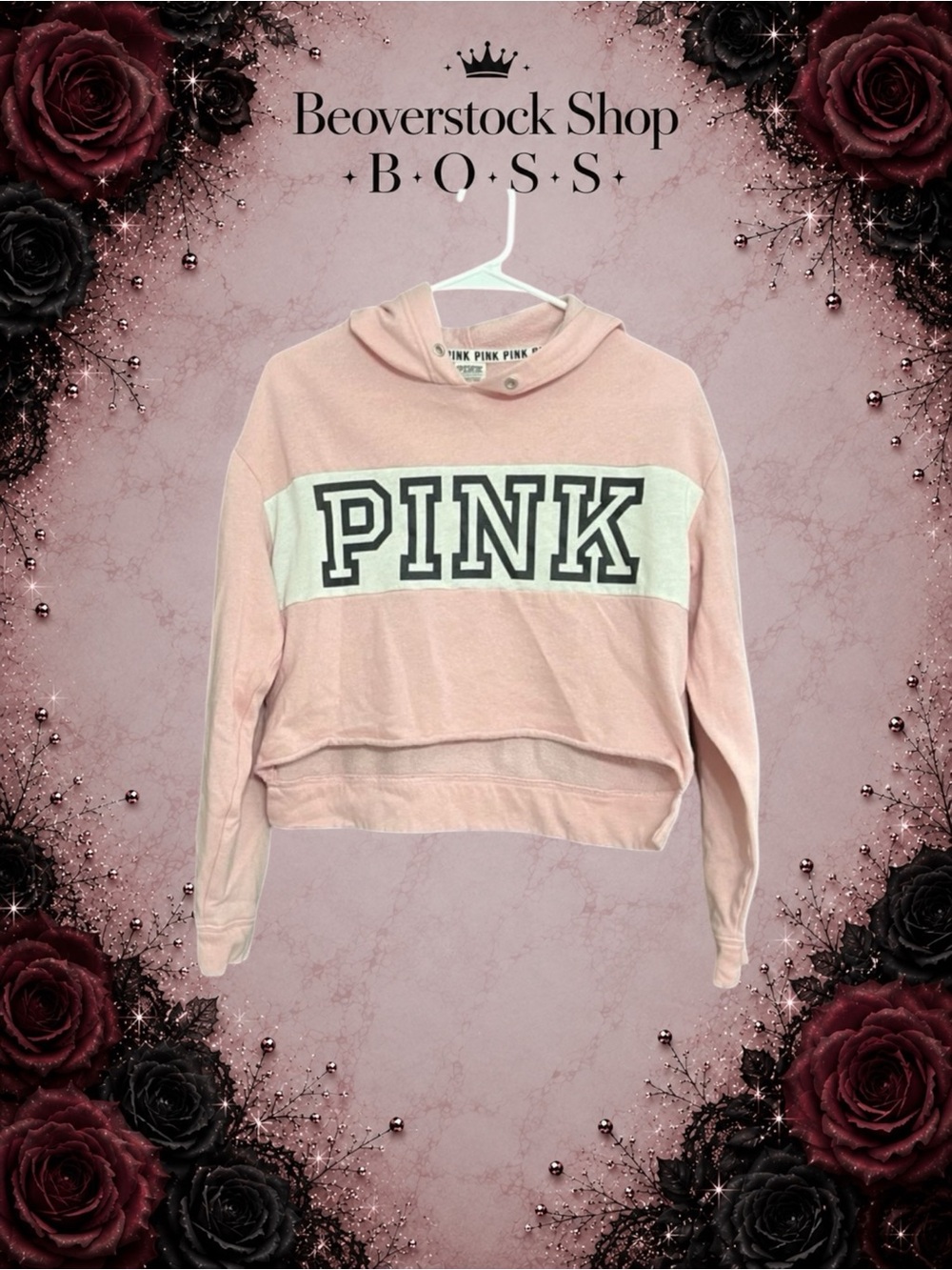 Preowned Victoria’s Secret PINK Long Sleeve Pull Over crop hoodie sweatshirt XS